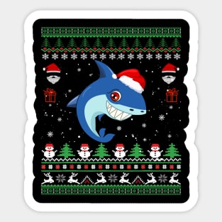 ugly christmas sweater Shark Sticker